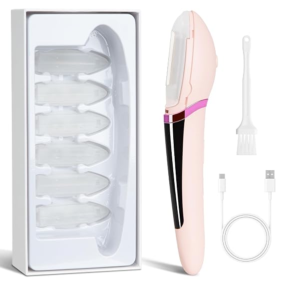 Sonic Dermaplane Razor for Women Face, Face Razors for Women, Rechargeable Dermaplane Razor with LED Light, for Facial Hair-4 Refill Blades & 2 Exfoliation Tips