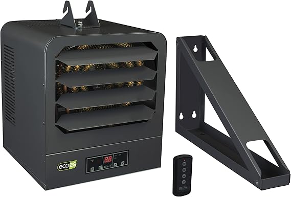 KING KB2407-1-B2-ECO KB ECO2S Garage Heater w/Bracket, Thermostat and Remote Control, 7500W / 240V, Gray