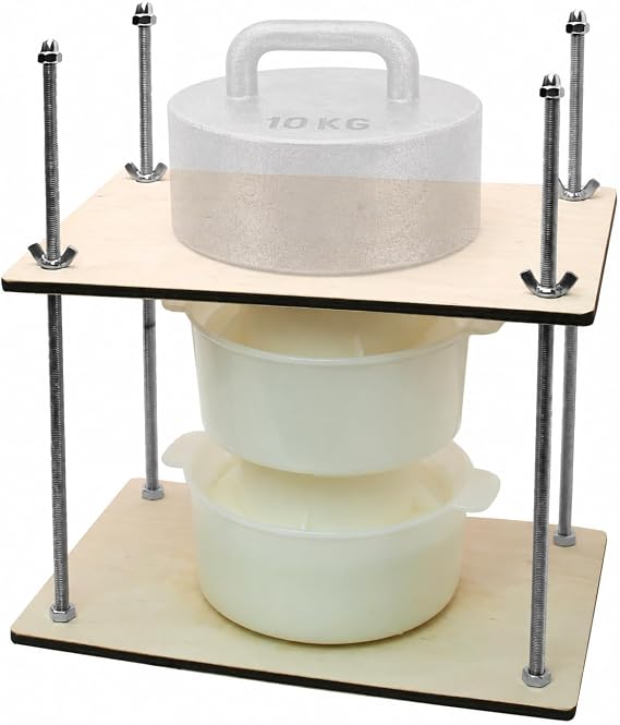 PetriStor Wooden Cheese Press with 2 Cheese Mold, 1.3Qt