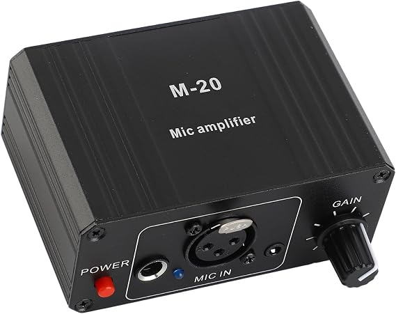 Microphone Preamp, Microphone Preamplifier Mic Preamp for Vocal, 48V Power XLR Output Mic Preamplifier for Dynamic and Condenser Microphones Booster