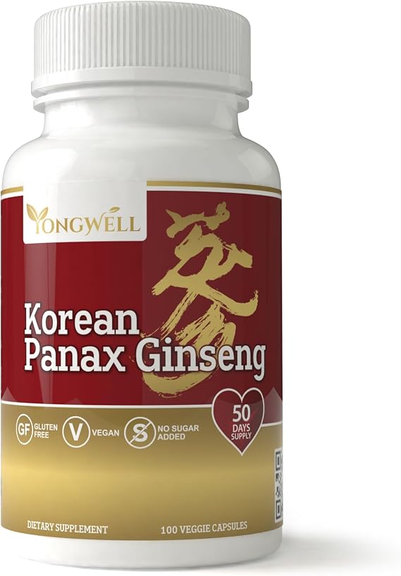 New Green Nutrition Panax Ginseng Capsules, Extra Strength 1200mg (100 Veggie Capsules)