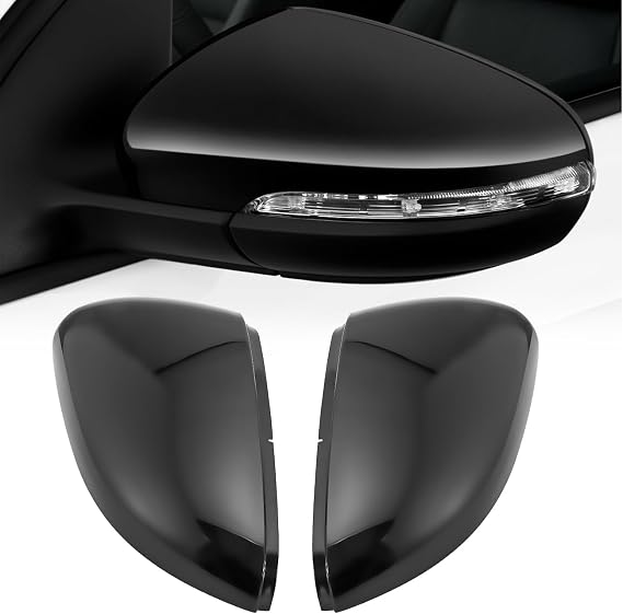 Pair Car Wing Mirror Covers Fit for VW Golf MK6 Touran 2009-2014 | Pair Door Mirror Caps Glossy Black,Fit for VW Golf MK6 2009-2013, Fit for VW Touran 2010-2014, ABS, Snap-On Easy Fit