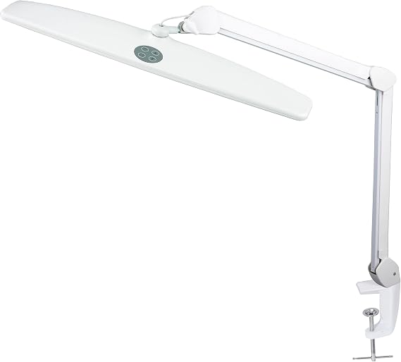 Neatfi Elite HD XL Task Lamp | 22-Inch Wide | 2,260 Lumens | 3 Color Temperature Modes | Non-Polar Dimming Desk Lamp (White-2, CCT with Clamp)