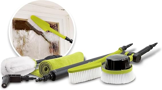 Sun Joe Auto Car Cleaning Kit for Pressure Washers up to 3500-PSI Includes Rotating, Feather & Wheel Brushes, Turbo Nozzle, Microfiber Cloths for Vehicle & Outdoor Surface Washing, SPX-ACS-MAX RA