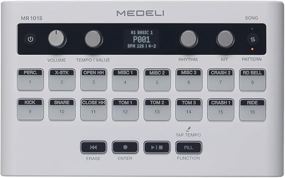 Medeli MR101S Portable Drum Machine, White