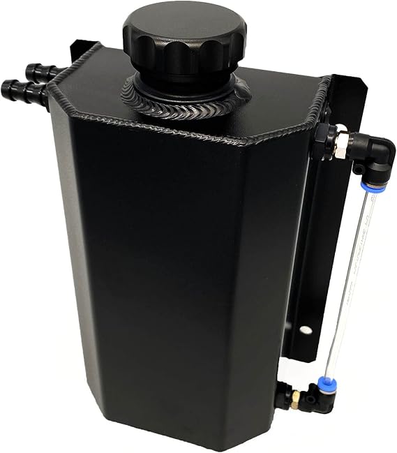 2L Universal Aluminum Radiator Coolant Overflow Expansion Tank Recovery Water Tank Reservoir (black)