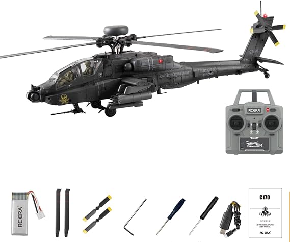 C170 RC Helicopter - Remote Control Helicopters for Adults,1/48 Scale Brushless Motor 2.4G 6CH Gyro Stabilized Aircraft with Hold & Optical Flow,3D Stunt Drone (Gray, 1 Battery)
