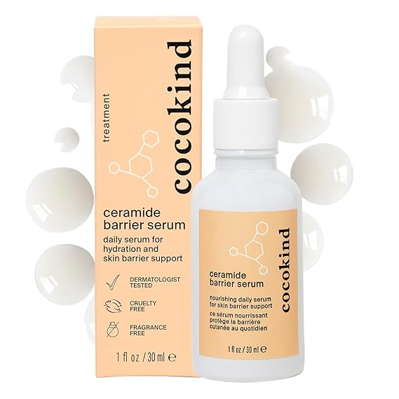 Cocokind Ceramide Barrier Serum, More Hydrating Than Hyaluronic Acid, Serum to Reduce Dryness, All Skin Types including Sensitive Skin, Fragrance Free, Cruelty Free, 1 fl oz