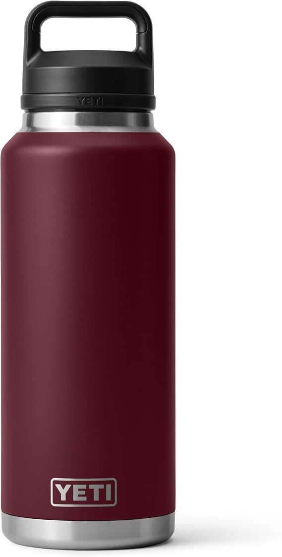 YETI Rambler 46 oz Bottle, Leakproof, Vacuum Insulated, Stainless Steel with Chug Cap, Wild Vine Red