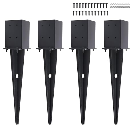 4 Pcs 22-inch 4"x4" Fence Post Anchor Ground Spike(Internal 3.6"x3.6")