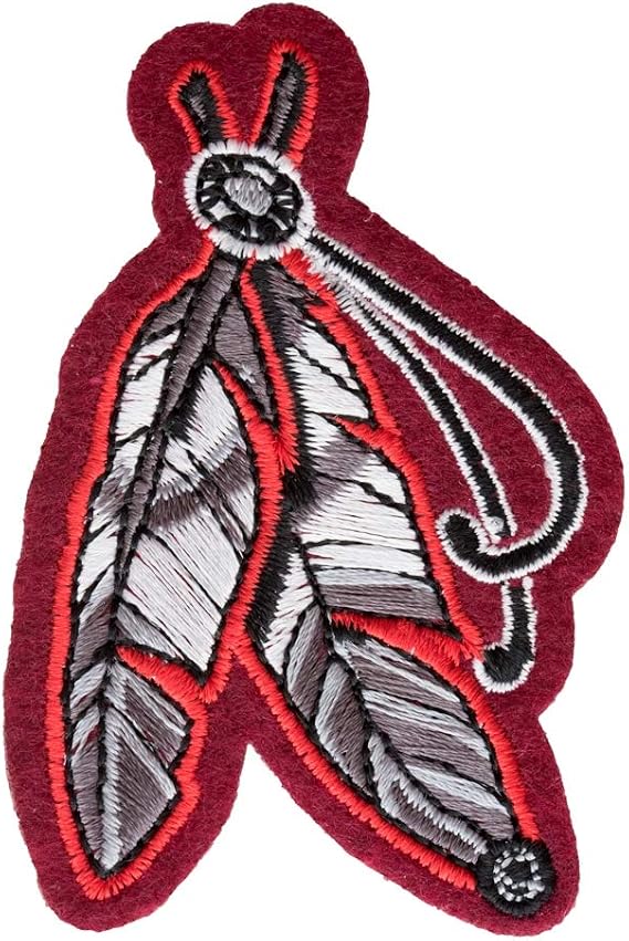 PatchStop Feathers Gray Red Iron On Patches for Clothing Jeans - 1.75x3in Small DIY Sew On Patch for Jackets Bags - Embroidered Native American Indian Decorative Patches