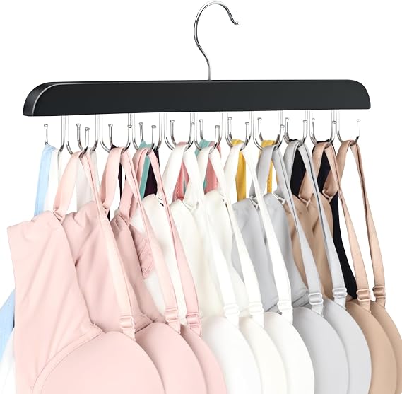 2 Pack Bra Hanger, Capacity Foldable Tank Top Hanger with 40 Hooks, Bra Hangers for Closet Organizer, Premium Wooden Space Saving Hangers Closet Organizers and Storage for Dorm & Apartment