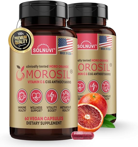 Morosil Clinically Tested C3G Supplement - Metabolism, Antioxidant, Wellness Support for Men & Women - 400mg Moro Red Orange Extract - 60 Veggie Capsules - Non-GMO, Gluten-Free, Vegan-Friendly