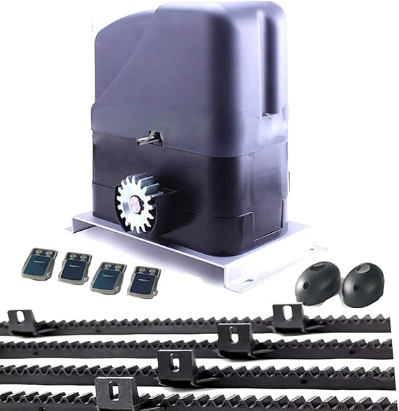 Electric Sliding gate Opener, DC Motor Automatic gate 800KGS with 4m Nylon Rack and 4 remotes(Kit3)