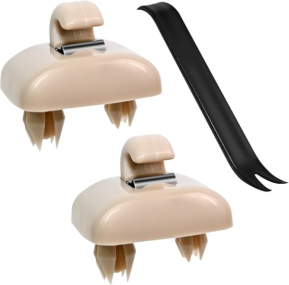 2Pcs Car Sun Visor Makeup Mirror Hook Clips Interior Sun Bracket (Beige) | Upgraded, Compatible with Audi A3 A4L A6L A7 Q5 Q3