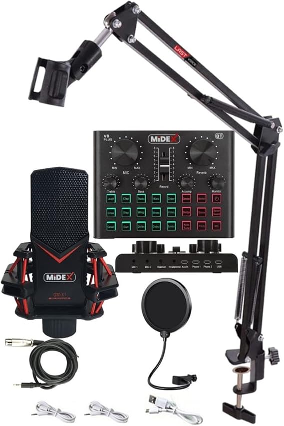 Midex GMX-1 Record Set Condenser Microphone Sound Card Live Broadcast Package (Phone and PC)