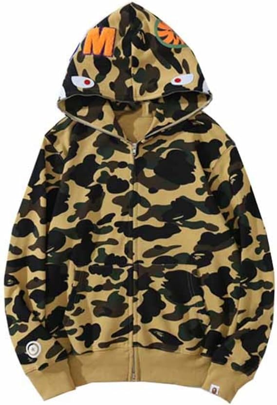 Trendy Shark Camouflage Jacket with Zip Cardigan Loose Casual Hoodie Men and Women Couple Fashion Classic Hoodie