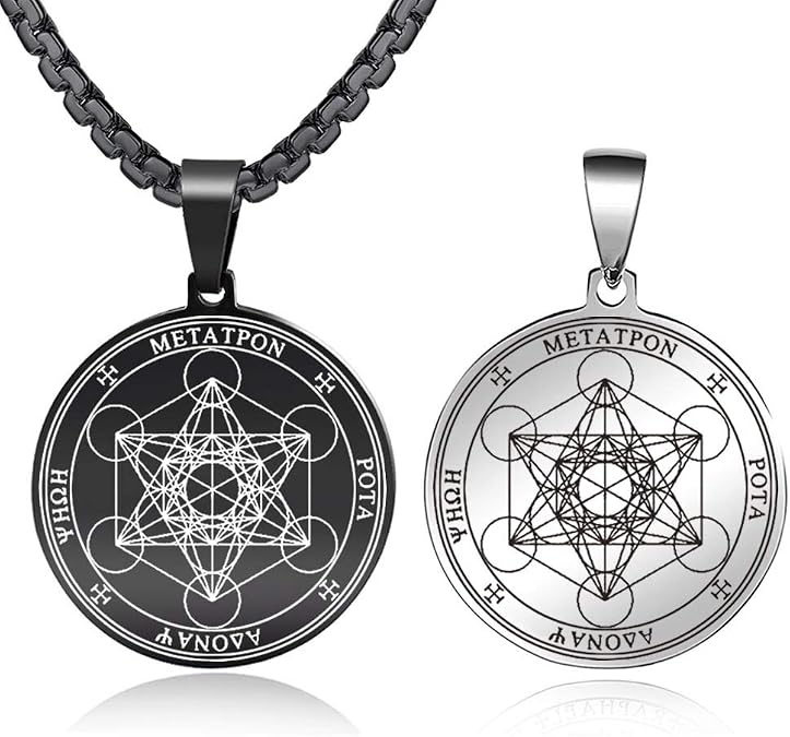 Metatrons Cube Pendant for Men, Men's Metatron Cube Necklace Sacred Geometry Seals of Archangel Angel Necklaces
