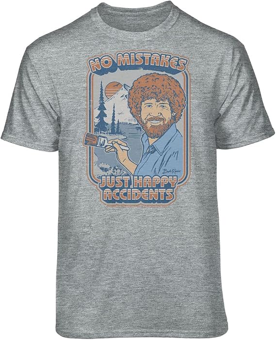 Teelocity Bob Ross No Mistakes Retro Graphic T-Shirt