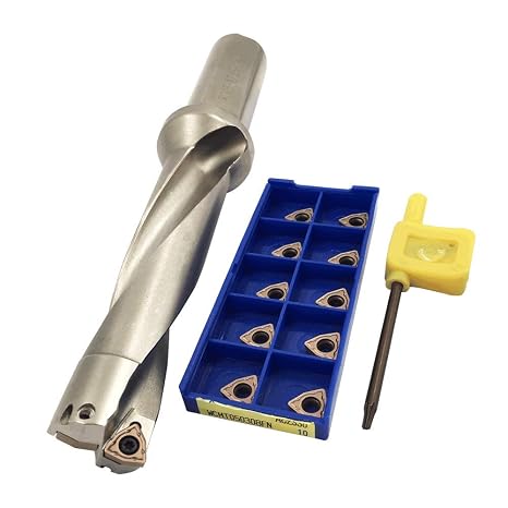 GBJ WC Series Drill Bites Insert Drill Metal Drill Bits Diameter 24.5mm/0.96in Depth 4in 4D Indexable U Drill Machinery Lathes CNC Water Drill with 10pcs WCMT050308FN(Bronze) U Drill Inserts