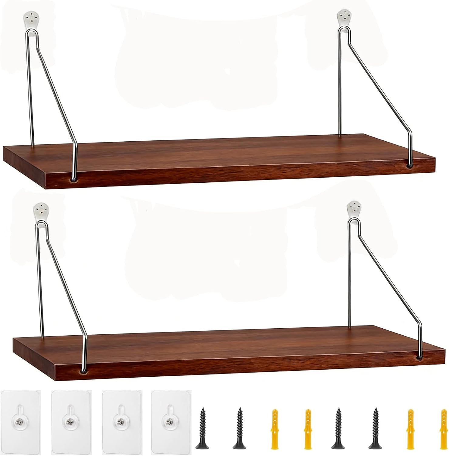 LEFIMOT 2 Pack Fabric Wall Cubicle Shelf with Hooks for Work Decor, 11.8''x6'' Wooden Cubicle Organizer Storage Shelf with Hangers Cubicle Accessories for Office Women Men Desk Home Walls