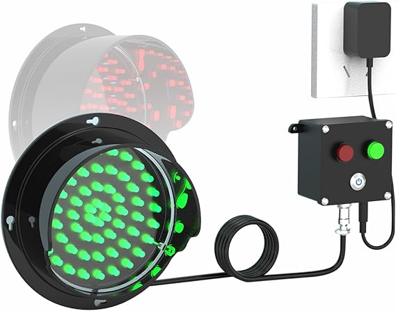 Red/Green LED Loading Dock Traffic Lights for Mounting Inside and Outside, AC110-240V, Industrial Signal Stop Go Light, Button Control, Plug & Play(125mm/5in)