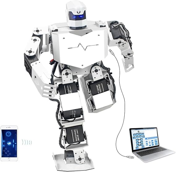 LewanSoul 16DOF Biped Humanoid High-Speed Gait High-Voltage Bus Servo Robot Kit with Free APP, MP3 Module, Detailed Video Tutorial Support Sing Dance(Assembled)
