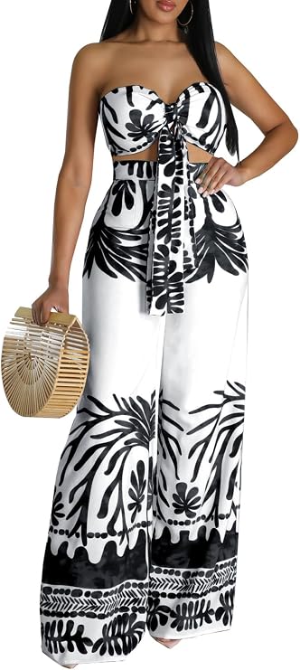 sexycherry Women's Two Piece Tropical Vacation Outfits Floral Resort Wear