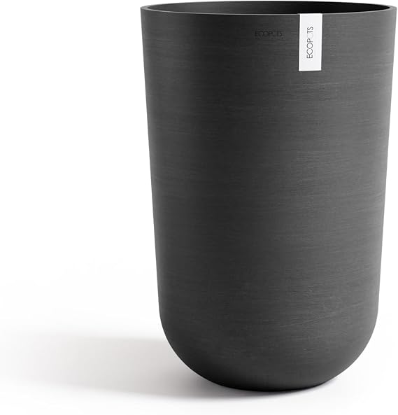 Ecopots Oslo High Round Flower Planter, Dark Grey, 20.5"