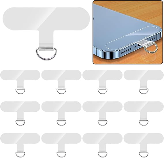 12-Piece Universal Phone Lanyard Patch - No Adhesive, Cell Phone Strap Replacement Part