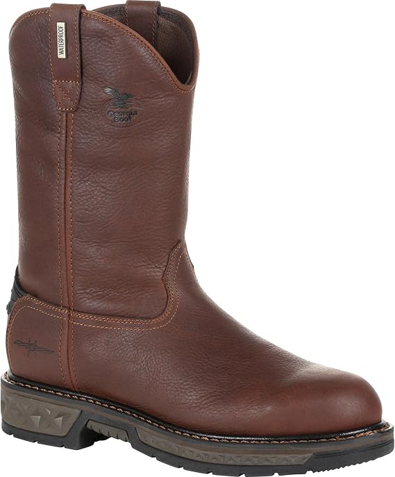 Georgia Boot Carbo-Tec LT Waterproof Pull-on Work Boot, Brown, Size 12(M)