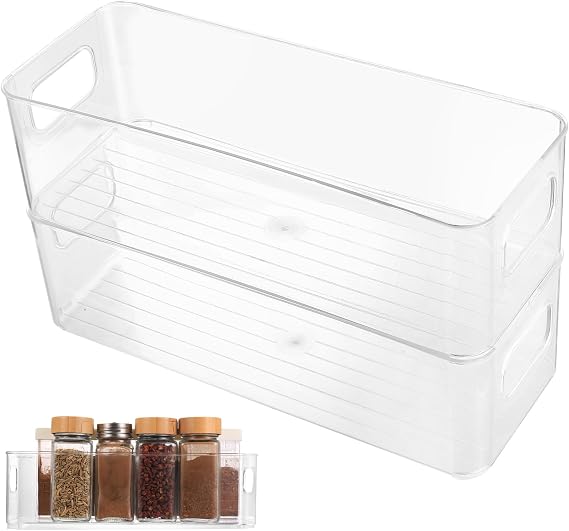 2 Set Kühlschrank‑Organizer transparente stapelbare Boxen mit Griff