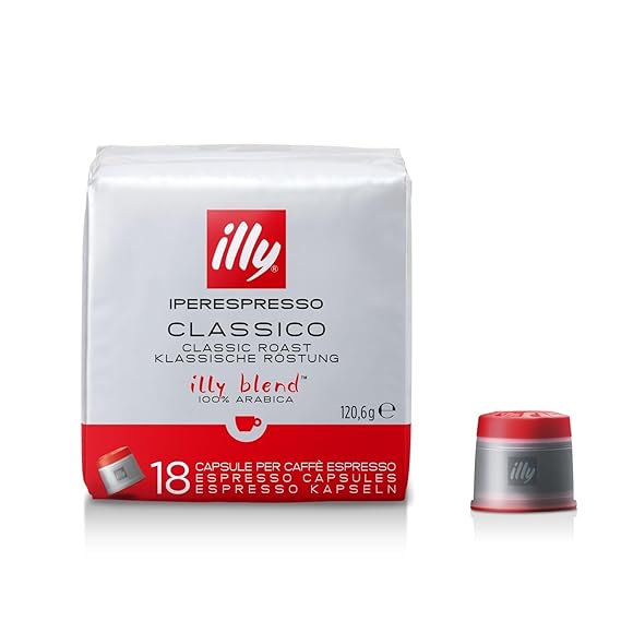 illy Coffee IperEspresso Capsules, Classico Medium Roast Coffee Pods, 100% Arabica, Premium Italian Blend, 18 Count, 1 Pack | 100% Arabica, Premium Italian Coffee, Coffee Pods
