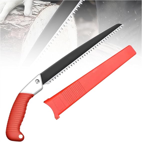 Lightweight And Sharp Universal Pruning Saw With Sheath SK5 Steel, Fast Cutting & Ergonomic Grip, Hand Pruning Saw with Saw Blade Enclosure, for Tree Trimming, Wood Cutting (350 mm)