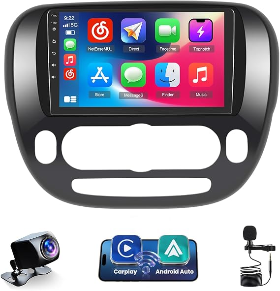 [DSP & EQ] 2+64G Car Radio for Kia Soul 2014-2017 (Manual A/C) | 9 Inch IPS Touch Screen Car Stereo, Wireless Carplay/Android Auto, GPS Navigation, 5GHz WiFi, Bluetooth, 26UI, SWC