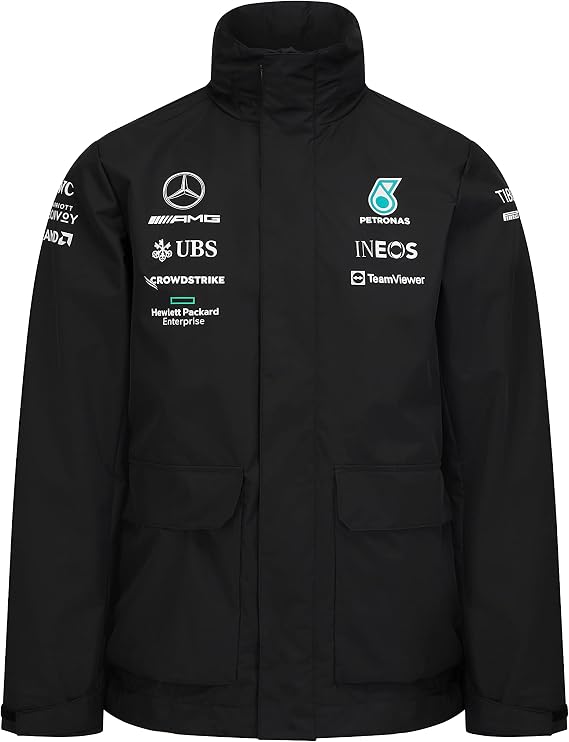 Mercedes AMG Petronas Formula One Team - Official Formula 1 Merchandise - 2022 Team Rain Jacket - Black - XXL