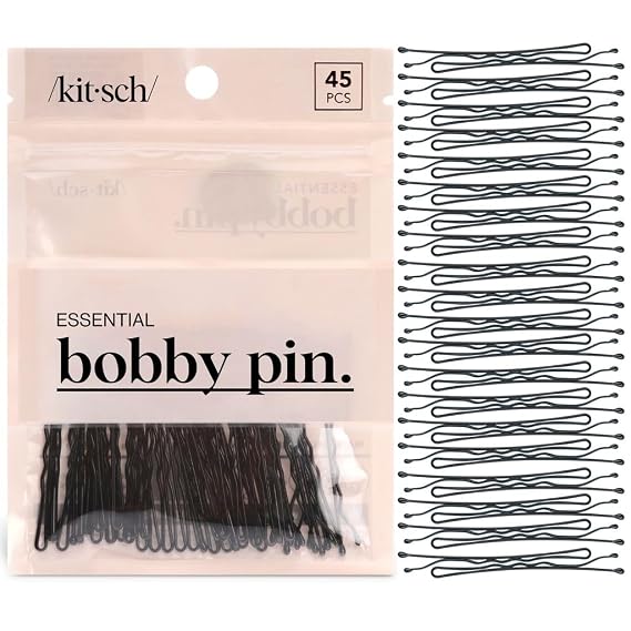 Kitsch Black Bobby Pins - 1.87 Inches | Hair Accessories for Kids, Girls and Women | Bobby Pin Stylist Must Haves, Makeup - 45 pcs