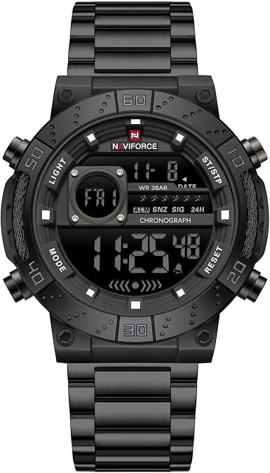 NAVIFORCE Men Business Watches Chronograph Stainless Steel Strap Luxury Quartz Wristwatch Waterproof Auto Day and Date Man