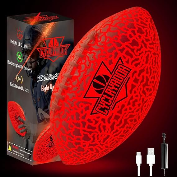 Glow in The Dark Kids Football #6 Rechargeable Light-Up Youth Pool Football,Ideal Gift for Ages 6-15