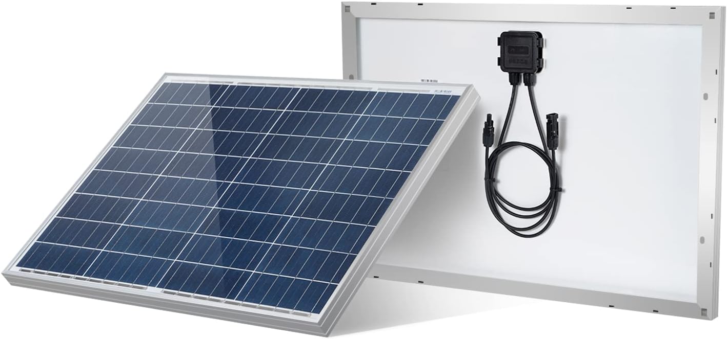 HQST Solar Panel 50 Watt 12 Volt Polycrystalline Portable, High Efficiency Module Off Grid PV Power for Battery Charging, Boat, Caravan, RV and Any Other Off Grid Applications