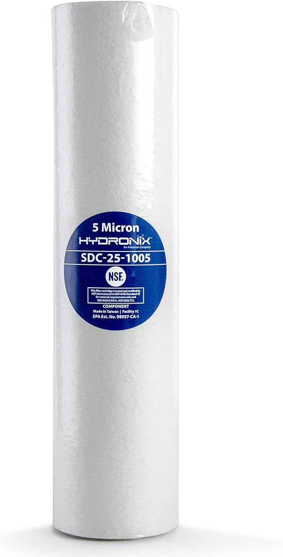Hydronix SDC-25-1005 Whole House RO Reverse Osmosis Sediment Water Filter Cartridge 2.5" x 10" - 5 micron