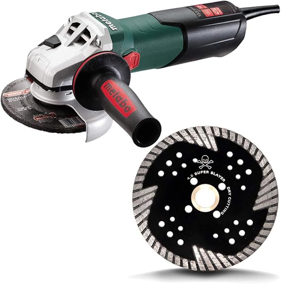 Metabo WEV15-125 HT - 4.5/5 Angle Grinder - 4.5 Inch Slayer Diamond Supreme Granite Blade - Bundle - 1 Blade