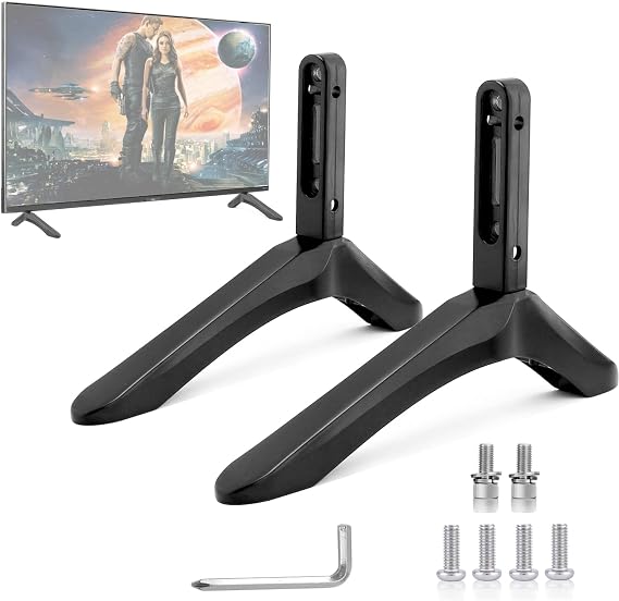 Universal TV Stand Legs, Table Top TV Stand Base Replacement Legs for Most 27 to 55 Inch LCD LED Samsung LG Sony VIZIO TCL KONKA TVs, with Cable Management, Hold up to 99lbs - Black...