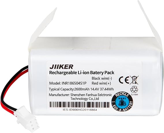 RVBAT700 Battery Replacment Compatible with Shark ION RV700 RV720 RV725 RV750 INR186504S1P Robot Vacuum Cleaner, 14.4V 2600mAh Rechargeable Battery(3 Prong Plug)