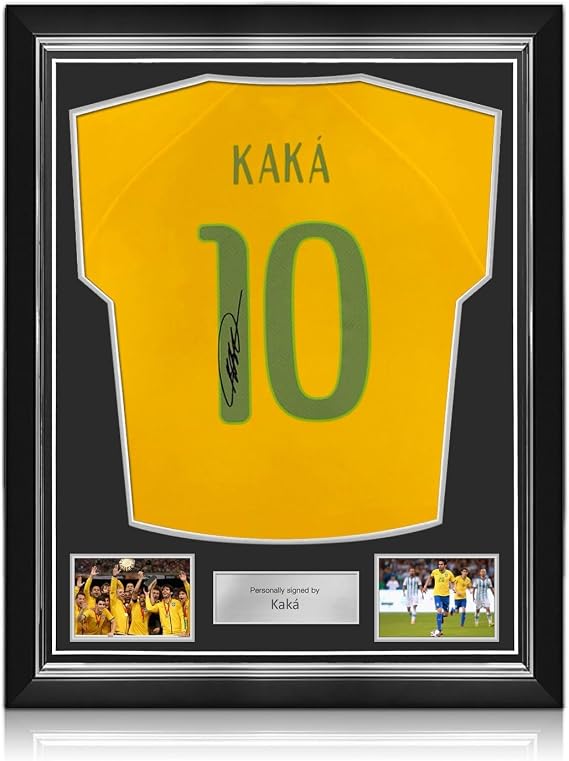 Kaka Signed Original Brazil 2014-15 Home Soccer Jersey. Superior Frame