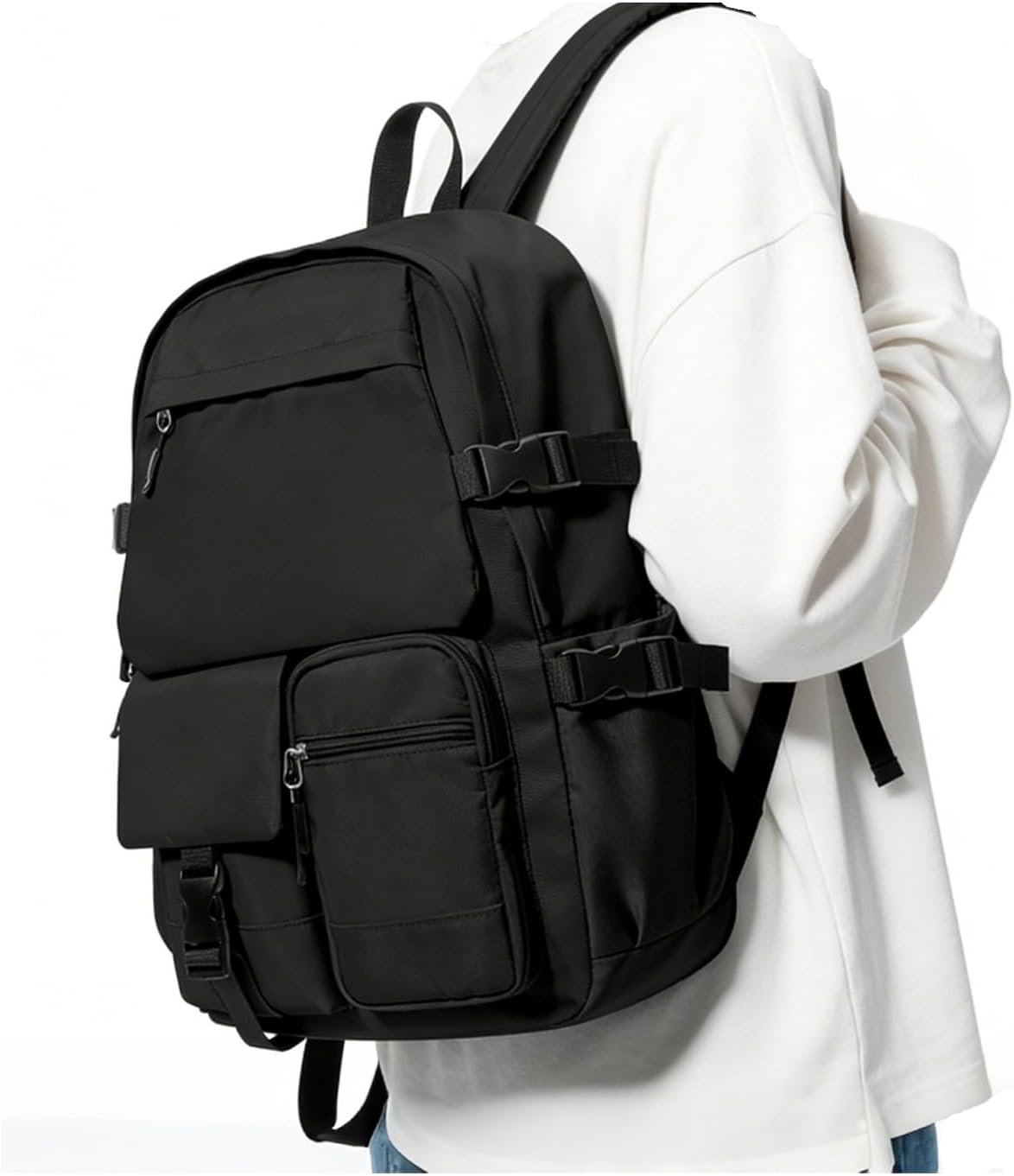HYC00 School Backpack Womens Unisex School Bag for Girls Boys, Water Resistant 15.6'' Laptop Rucksack Backpack for Women Men Casual Travel Daypacks for Work College Back Pack Student Bag,Q4-Black