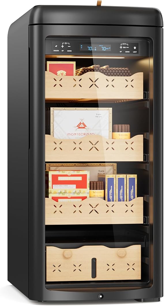 115L Intelligent Temperature & Humidity Adjustable Electronic Cabinet, 900 Counts Large Capacity, Digital LCD Display & Stainless Steel Lockable Cabinet