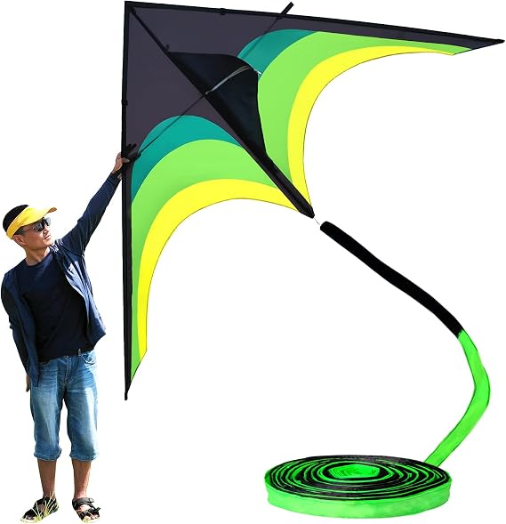 Giant Kite for Adults Easy to Fly, 9ft Huge Delta Kite Come with 98ft Tail