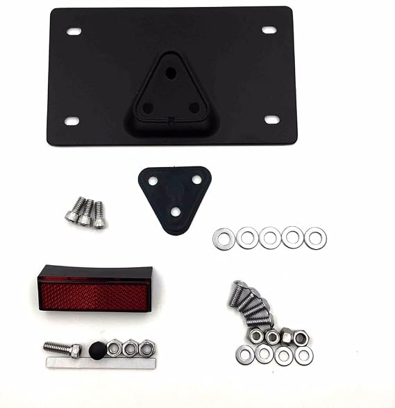 XKH- Black Layback License Plate Mounting Kit Compatible with Harley Davidson license plate up to 7-1/4" x 4-1/4" (Low Rider FXDL/Low Rider S/Wide Glide/Heritage Softail Classic/Fat Boy) [B01M6UUX2Z]