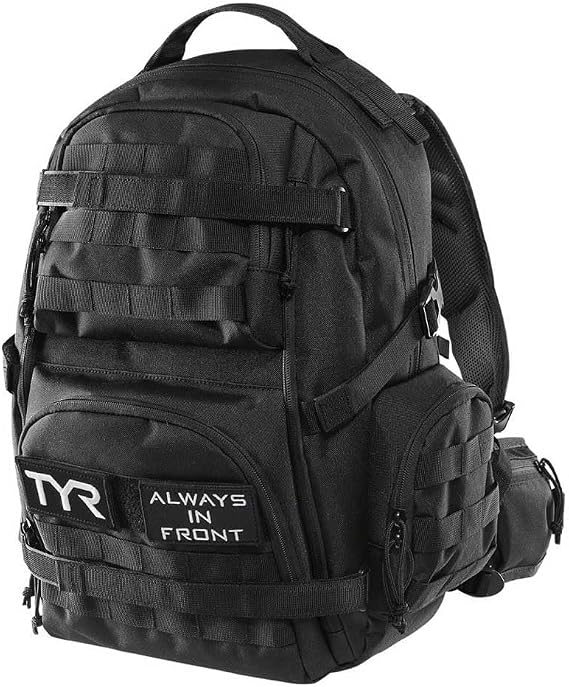 TYR Tactical Backpack 25L - Durable Gym & Travel Backpack with MOLLE Webbing, Laptop Sleeve, and Multiple Compartments, Black